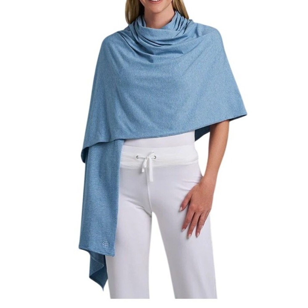 Coolibar The Sanibel Everyday Beach Shawl Womens OS Blue Heather Cozy UPF 50+